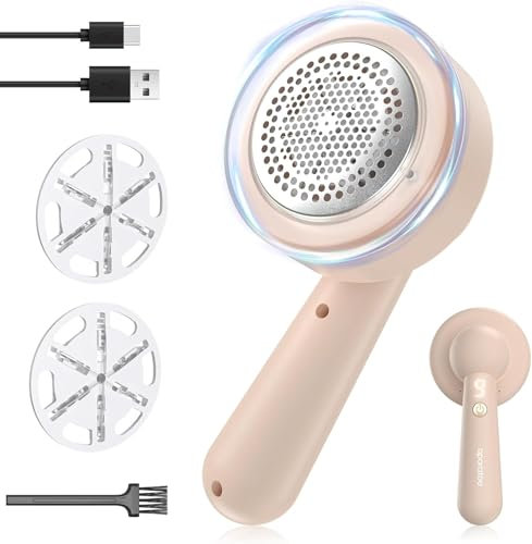 Fusselrasierer, wiederaufladbarer USB-Rasierer, Fusselrasierer, elektrisch, mit 3 Ersatzklingen und Reinigungsbürste für Kleidung, Decke, Kissen, Pullover, Möbel, Teppiche