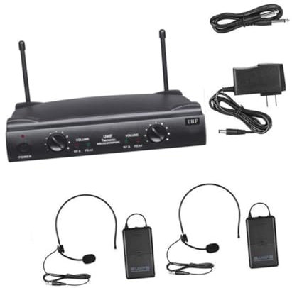 TOYANDONA Micrófono Inalámbrico Canales UHF Karaoke Micrófonos Set Transmisores y Auriculares Receptor De Doble UHF De Alcance