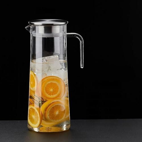 Jarra de plástico sin BPA de 1,1 l/1,2 l/1,6 l con tapa, jarra de agua moderna para jugo y café, inastillable y resistente al calor (0-120 °C), diseño fácil de verter y a prueba de fugas
