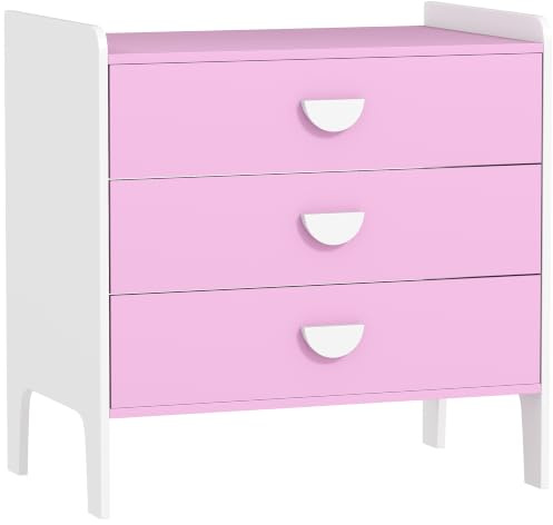 AIYAPLAY Kommode für Kinder Aufbewahrung 3 Schubladen 60x40x60 cm Rosa | Aufbewahrungsmöbel für Kinderzimmer, Babyzimmer, Spielzimmer