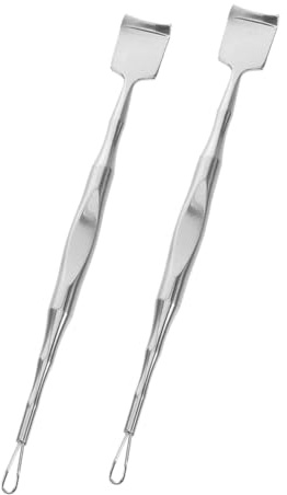 Healeved 2 Stück Gesichtspickelspatel aus Edelstahl Leichter Porenreiniger für Haut und Gesicht für Unterwegs und Zuhause Gesichtsbehandlungen