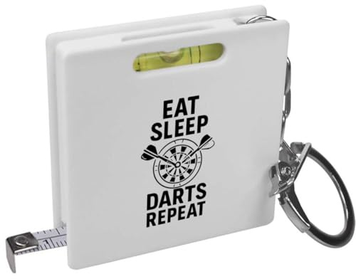 Azeeda 'Eat Sleep Darts Repeat' Keyring Tape Measure/Spirit Level Tool (KM00044144)