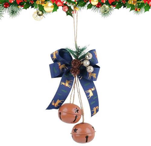 Campane Decorazioni per Albero di Natale - Decorazioni a Campana in Metallo con Fiocco e Bacche - per Feste Natalizie da Esterno per Casa Giardino Parete e