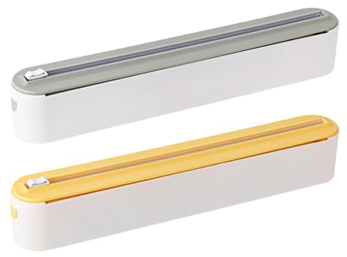Magnetic Clingfilm Dispenser with Cutter, Adjustable Sizing from 15-30cm, plas-tic Kitchen Foil and Cling Film Wrap Dispenser Cutter Storage, Foil Holder Dispensers for Home Kitchen, Restaurant