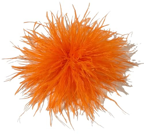 Aniyan Damen Federbrosche 8-10 cm – Natürliche Straußenfeder Ansteckbrosche, Handgemachte Feder Blume Brosche für Hochzeit, Party, Kostüm, Hut & Kleid Accessoire, Leuchtendes Orange