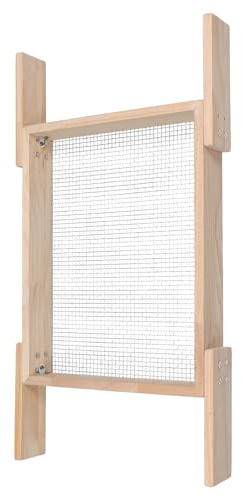 Gatuida Tamis à Terre en Bois avec Grille Métallique Robuste, 44x34 Cm, Poignée Amovible Ergonomique, Tamis à Roches et Gravier pour Jardinage, Compost et Sol Amélioré