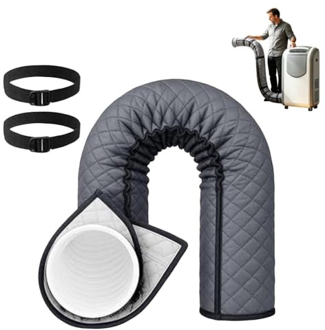 Housse isolante pour tuyau de climatisation mobile – 150 cm de long, protège contre la chaleur et la poussière, adaptée tuyaux de 12,7–15 cm, pour salon, garage, sous-sol (Gris)