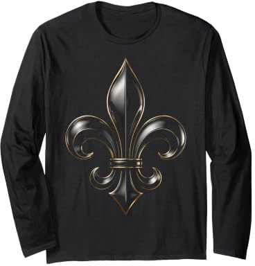 Fleur de lys Noire ornée d'emblème héraldique Manche Longue