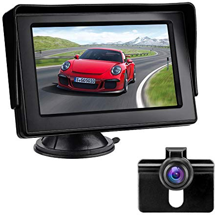 Rückfahrkamera mit Monitor Rückfahrkamera Auto IP68 Wasserdicht Nachtsicht Einparkhilfe System 4.3'' LCD Rückansicht Bildschirm