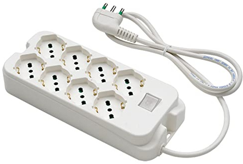 FANTON 47440 ciabatta Multipresa OMEGA 4+4 prese bivalenti 16A - cavo 1,5 m. - spina a squadra grande italiana - interruttore bipolare luminoso made in italy