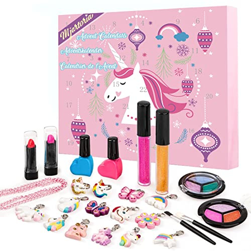 MJARTORIA 2025 Beauty Make up Adventskalender Mädchen Frauen Teenager Kinder-Einhorn Schmuck Weihnachtskalender Weihnachten Countdown mit 24 Überras