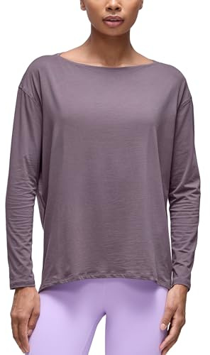 CRZ YOGA Pima Cotton Crewneck Top | Workout, Natürlich Weich, Classic Fit, Hüftlang, Gebogener Saum, Sportshirt Langarm für Damen
