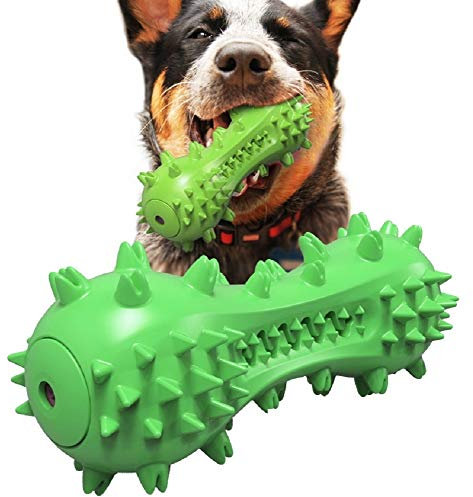 Benature Hundespielzeug Kauspielzeug Hundezahnbürste, Zahnreinigungsstab Quietschspielzeug interaktives Spielzeug für Hunde unzerstörbar ungiftig robust und langlebig (Grün)