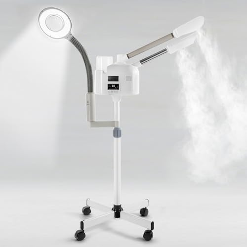 Artist hand Facial Steamer Professional 3 in 1 Hot and Cold Facial Steamer with 5X LED Magnifying Lamp, Esthetician Face Steamer Fast Heating for Beauty Salon Spa Home Use