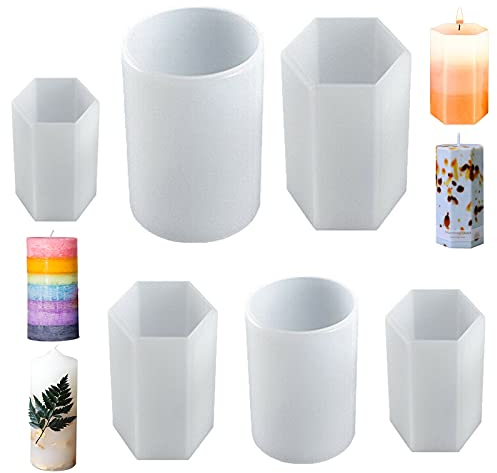 6 Stück Silikon-Kerzenformen, Zylinder- und Sechskantsäulen-Epoxidharz-Formen zur Herstellung von Aromatherapie-Kerzen, Seife, Blumenprobe, Insektenprobe, Tonhandwerk