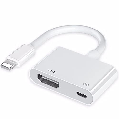 [Certificato Apple MFi] Adattatore da Lightning a HDMI per iPhone a TV, iPhone a HDMI, adattatore AV digitale 1080p, cavo connettore schermo con porta di ricarica per iPhone iPad a
