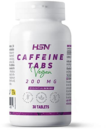HSN Cafeína Anhidra 200mg | 30 Tabletas | Cafeína Pura de Efecto Rápido | Dosis Elevada | No-GMO, Vegano, Sin Gluten