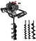 Practixx Benzin Erdbohrer PX-EB-52 | Bohrerlänge 800mm | 2-Takt Motor mit 1,97PS Leistung | 370 Umdrehungen/Min | handlich mit 2 Griffen | inkl. Ø 100, 150, 200mm Bohrer