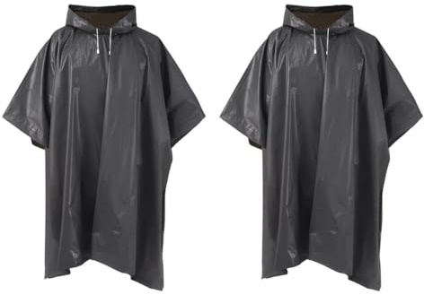 Fayemint 2 Pezzi Mantella Antipioggia, Portatile Poncho Antipioggia, Riutilizzabile Poncho Pioggia, per Escursionismo, Campeggio, Ciclismo, Pesca (Nero)