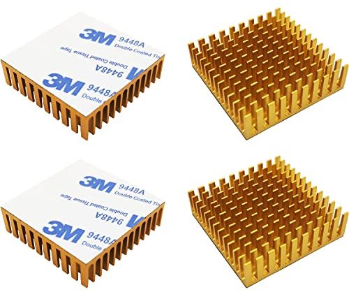 Aluminium Heat Sink, CTRICALVER Heatsink (L40mm X W40mm X H11mm), Cooler Heat Sink With 3M tape, For High Power Led Amplifier (4pcs, gold)