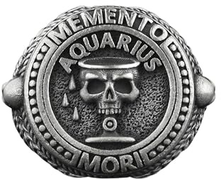 Bysilverstone Jewelry Silberring Für Herren – Wassermann-Memento-Mori-Ring Für Herren, Totenkopf-Herren-Siegelring Aus Sterlingsilber, Gothic-Ring Für Die Beste Freundin, Ungewöhnlicher Sternzeichen-R