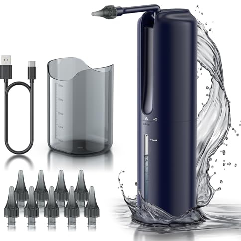Lebbtl Ear Wax Removal - Electric Ear Irrigation Flushing System, Water Powered Ear Cleaner with 4 Pressure Modes, Safe and Effective Ear Cleaning Tool, Water Resistant USB Rechargeable (Blue)