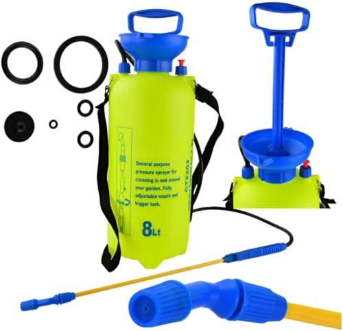 Pulvérisateur à Pression Manuelle 8 L – Bouteille en Plastique Robuste avec buse réglable – Pulvérisateur Jardin Universel Ergonomique pour Plantes, désinfectant, Nettoyage