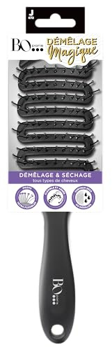 Bo...Paris - Magisches Entwirren – Haarbürste speziell zum Entwirren und Trocknen – Bürste und ultra-flexible Borsten – für alle Haartypen – trocken oder nass – 1 Stück, schwarz