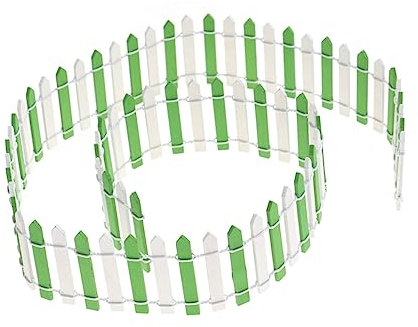 YARNOW Miniaturholzzaun Für Feengärten Weihnachtsbaumdeko Und Minihäuser Flexibel Formbar Zweifarbig Hellgrün Und Weiß Für Miniaturlandschaften Und Gartendekoration