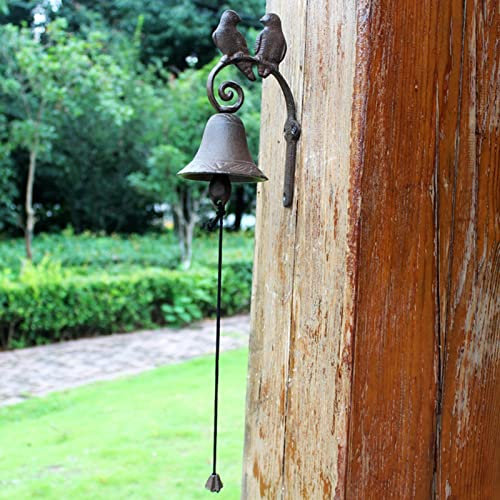 Türglocke Gusseisen Glocke Schmiedeeiserne Türklingel mit 2 Vögeln, Serviceglocke Im Industriestil für Die Haustür, Terrasse, Schule, Wetterfeste Wandglocken