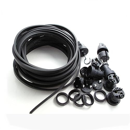 IKu ® Bausatz Illu Lichterkette 30 Meter 60 Fassungen - Stecker - Endstück - schwarzes Kabel