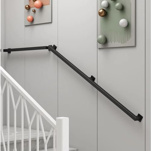 Handlauf Geländer Eisen-Treppengeländer quadratisch, Indoor Loft Villen Wand montiert Treppe Geländer, für Handicap Kinder ältere Menschen Handlauf Unterstützung Geländer schwarz ( Size : 11ft(336cm)