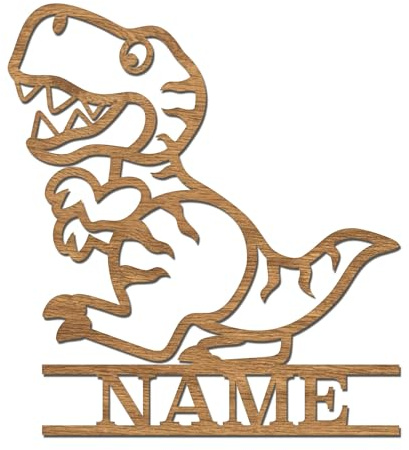 codiarts. Namensschild, Wandbild, Kinderzimmer, Kindertür, personalisierbar mit Namen, selbstklebend (T-Rex Dino)