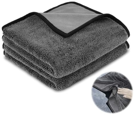 Lunyloer Shiny Bath Trockentuch, 2 Stück Fast Dry Trockentuch, Twist Pile Microfiber Cloth, Mikrofasertuch Mit Gedrehtem Flor für Duschkabinen Bad Auto (40 * 40cm Grau)