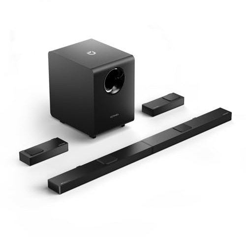 ULTIMEA 7.1.4ch Soundbar für TV Geräte mit Dolby Atmos, 3D-ähnlichen mitreißenden Kinoklang, Echtes Heimkino-Surround Soundsystem Sound Bar mit Subwoofer, mit HDMI IN/eARC Out, Opt, Nova S90 Serie