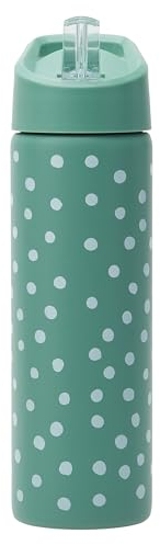 Smash Stainless Steel Water Bottle with Flip Top Lid and Straw - Polka 750ml, Green