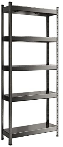 BOKNI Garagenregale, verstellbares 5-stufiges Regal, Lagerregal mit Einer Tragkraft von 2000 lbs, Robustes Industrieregal aus Metall (Farbe: A, Größe: 80 * 40 * 180 cm)