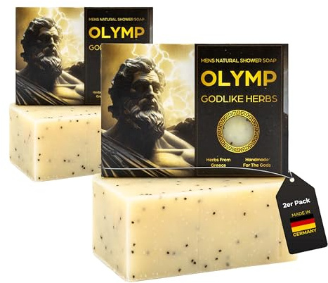 MEDUNA Olymp Godlike 2 x Herbs Peeling-Seife Männer Mens Natural Shower Soap, Naturkosmetik, Naturseife, 100g, keine chemischen Zusätze, tierversuchsfrei