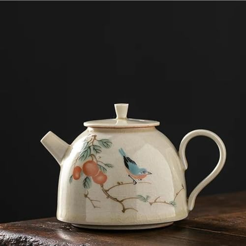 ABNNHK Set teiera Teiere in Ceramica Tradizionali Cinesi Bollitore Domestico Set da tè Fatto a Mano Accessori Teiera con Fiori e Uccelli Dipinti a Mano Set da tè da 170 ml con teiera (C)