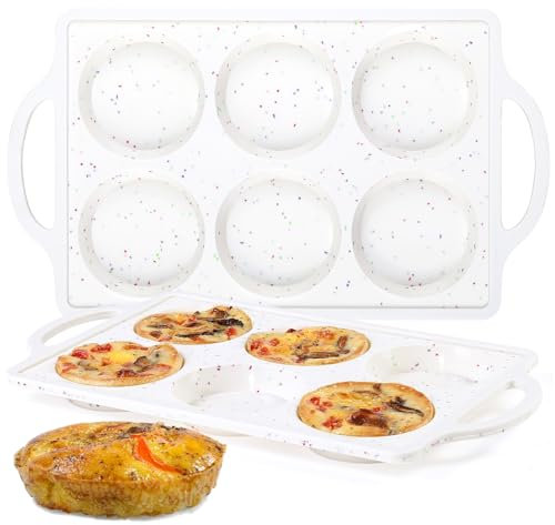 CAKETIME Muffin Top Pan Non Stick, Silicone Egg Molds for Breakfast Sandwiches 3 Inch Round Egg Baking Pan for Oven English Muffins, Whoopie Pies, Corn Bread, Tarts 2 Pack Confetti