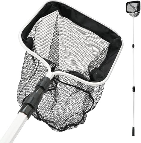 Eurocatch Kescher Pool Teichnetz - Robust - Teleskopstange 1,80 m - Netzgröße 30x30 cm - Schwarz | Aluminium-Teleskopstiel, feinmaschiges Netz, für Pool, Teich und Spa, leicht und stabil