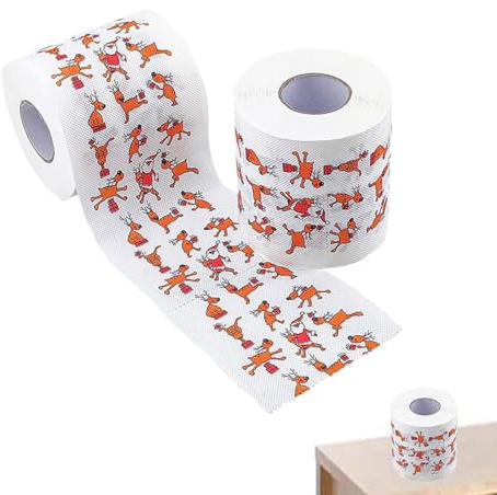 Décorations de Noël Papier toilette drôle, rouleau de papier toilette de Noël, rouleau de papier de soie motif Père Noël, rouleaux de papier toilette sur le thème de Noël pour restaurant, m