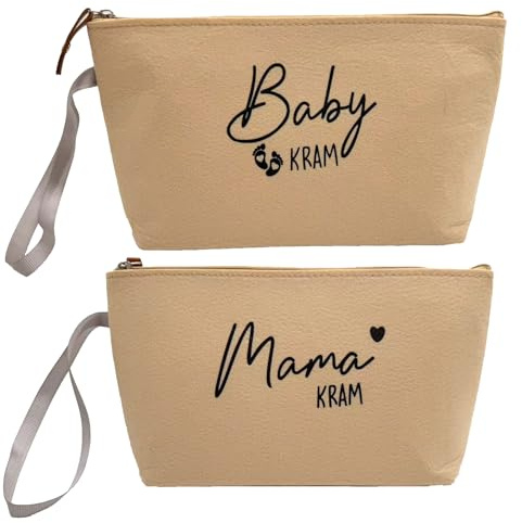 2 Stück Geschenke für Werdende Mütter,Kosmetiktasche aus Filz mit Reißverschluss,Mama Kram Baby Kram Kosmetiktasche,Filztasche für Mama Schwangerschaft,Geschenk zur Geburt
