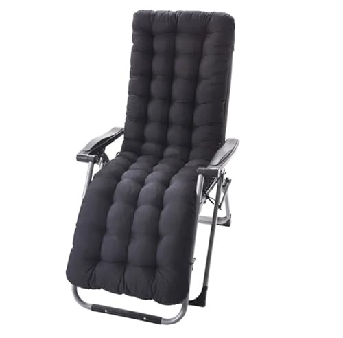 USOHJZ Deckchair Cushion Foldable Thicken Pillow Cushion Double-sided Chair Cushion Soft Warm Recliner Chair Seat Mat Long Cushions Home Winter Outdoor Cushions For Chairs(Black)