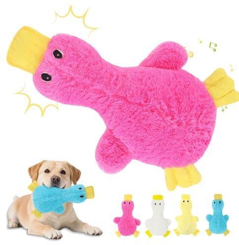 Anti Stress Ente für Hund,2025 Neu Ente Hundespielzeug Anti Stress Spielzeug Quietschspielzeug Hund Kuscheltier Interaktives Hundespielzeug Unzerstörbar für Kleine, Mittlere, Große Hunde (Rosa)