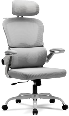 Magic Life Sedia da Ufficio Ergonomica con Schienale a Rete, Supporto Lombare Regolabile, Braccioli e Altezza Regolabili per Home Office (R5-W)