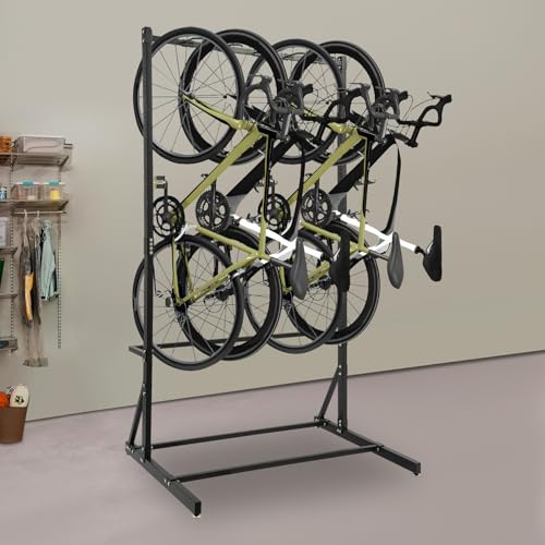 Support de vélo autoportant pour 5 vélos, support de vélo vertical, organisateur de vélo, pour garages, ateliers de vélos et magasins de vélos, charge maximale : 150 kg