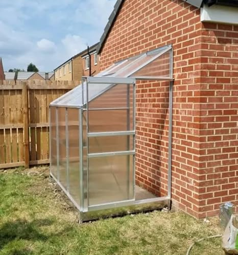 Invernadero para caminar en la pared, de aluminio, metal, refugio para plantas, jardín, patio, exterior, policarbonato, resistente a los rayos UV, puerta de techo, patio trasero, casa