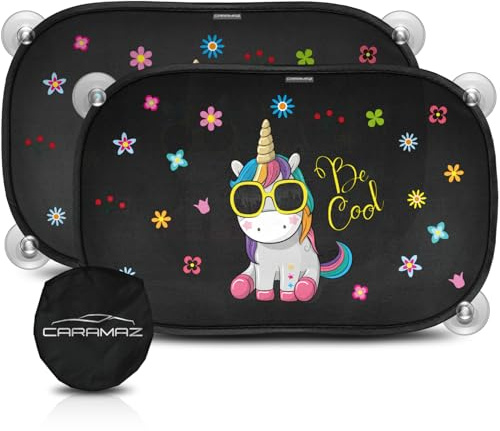CARAMAZ Sonnenschutz Auto Baby mit UV Schutz, Opti-Dark, Verdunklung 51x31cm, 2 Stück, Motiv Einhorn