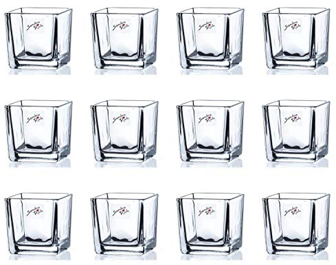 CREAFLOR HOME 12er Set Teelichtgläser, Windlichter Cube Würfel H. 6cm 6x6cm Glas Sandra Rich